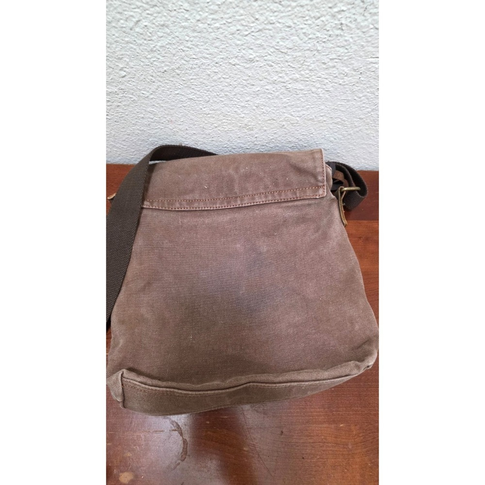 Augur Brown Canvas/Leather Messenger Crossbody Bag Adjustable Strap Size M - Picture 2 of 8
